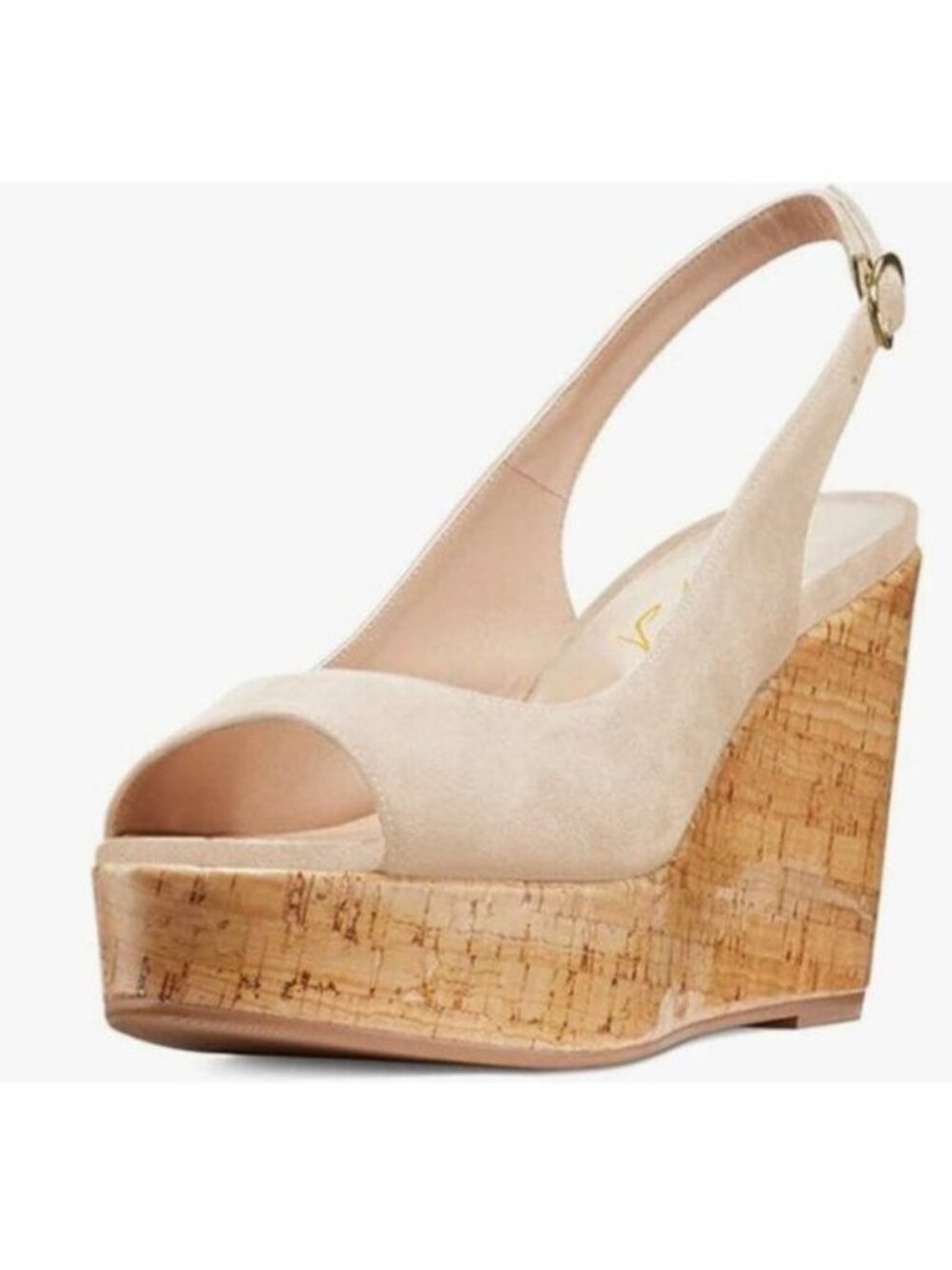 FOWT Apricot Peep Toe Slingback Platform Wedge High Heel Buckle Open Toe Sandals